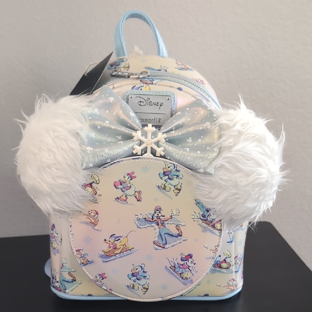 Loungefly Disney Winter Backpack - Cream and Light Blue